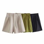 Linen Blend Casual Shorts Factory - OEM Custom Summer Fashion Elegant High Waist
