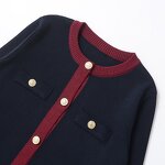 Gold Button Knitted Top Factory - OEM Custom Retro Round Neck Long Sleeve Casual