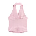 Double-Breasted Halter Collar Vest Top Factory - OEM Custom Summer Fashion Retro Solid