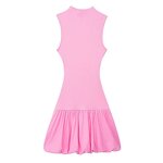 Balloon Ribbed Dress Factory - OEM Custom Retro Round Neck Sleeveless Slim