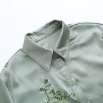 Sequin Satin Blouse Factory - OEM Custom Vintage Lapel Ladies Top