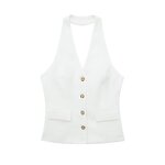 Single Breasted White Vest Factory - OEM Custom Retro Backless Halter Neck Ladies