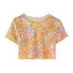 Lace Printed Top Skirt Set Factory - OEM Custom Retro Round Neck Short Sleeve Top