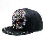 Harajuku Baseball Cap Factory - OEM Custom Black Vintage Cross Skull Rivet Unisex