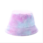 Fluffy Plush Bucket Hat Factory - OEM Women's Fashionable Tie-Dye Outdoor Warm Fur