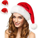 Christmas Costume Hat Factory - OEM Custom Logo Red White Velvet Plush Trim Santa's Headwear