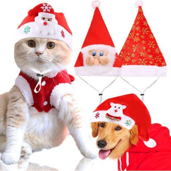 Knit Santa Hat for Pets Factory - OEM Wholesale Cute Winter Puppy Kitten New Year Headwear Christmas