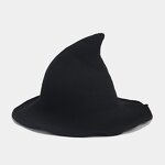 Witch Hat Factory - OEM Women's Foldable Modern Sharp Pointed Wool Felt Wide Brim Halloween