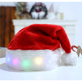 Santa Claus Hat Factory - OEM Classic 3D Embroidered Thickened New Year's Party Beanies Light-Up