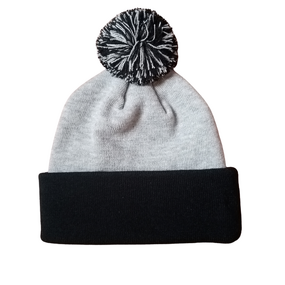 Winter Knitted Beanie Caps Factory - OEM Unisex 100% Cotton Customized Pattern Embroidered Pom Pom
