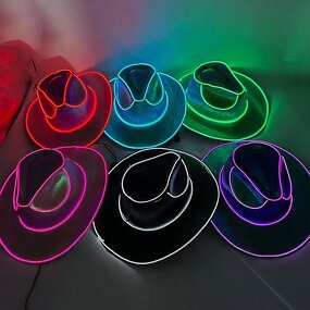 LED Flashing Neon Party Hat Factory - OEM Halloween Christmas Colorful Sequin Glitter Cowboy Cosplay