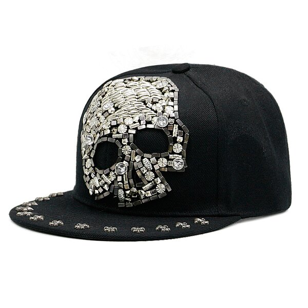 Harajuku Baseball Cap Factory - OEM Custom Black Vintage Cross Skull Rivet Unisex
