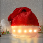 Santa Hat with LED Lights Factory - OEM Creative 3D Embroidered Green and Red Plush Holiday Party