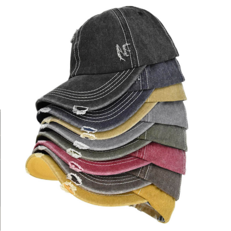 Men's Vintage Sports Baseball Cap Factory - OEM Washable Jean 6 Custom Logo Embroidery Classic