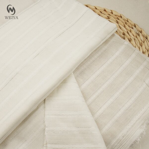 Leno Fabric Manufacturer - Custom 100% Cotton Lurex Striped Leno Fabric