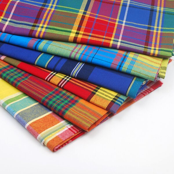 Gingham Fabric Manufacturer - Wholesale 100% Cotton Madras Plaid Check Fabric