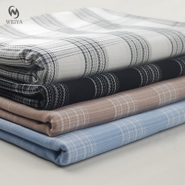 Checked Fabric Manufacturer - Wholesale TC Textured Dobby Check Shirting Fabric