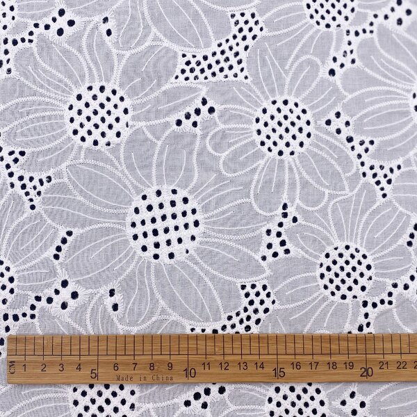 Lace Fabric Manufacturer - Sunflower Dry White Cotton Voile Lace Fabric