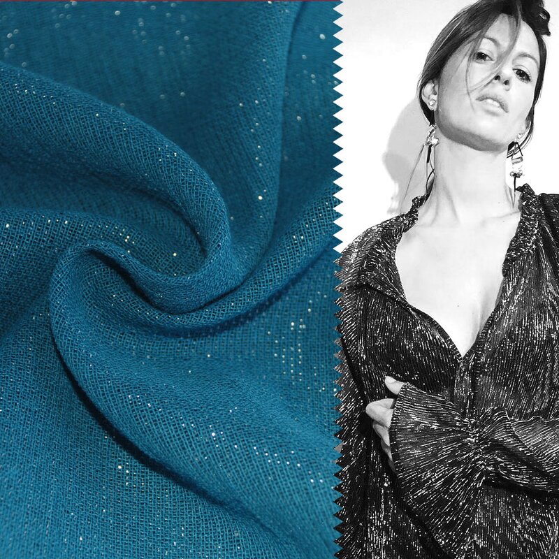 Lurex Fabric Manufacturer - Woven Breathable Metallic Lurex Shirt Fabric