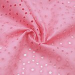 Lace Fabric Manufacturer - Custom Pink Eyelet Woven Embroidered Cotton Fabric