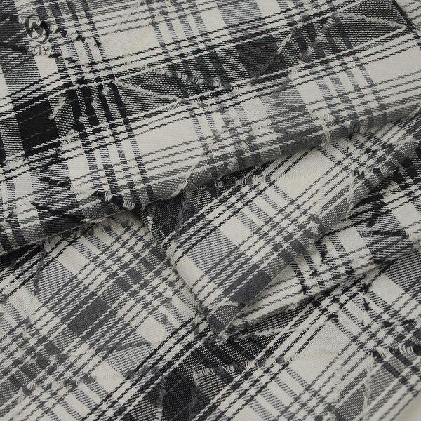 Check Fabric Manufacturer - Black White Rhomb Jacquard Cotton Shirt Fabric