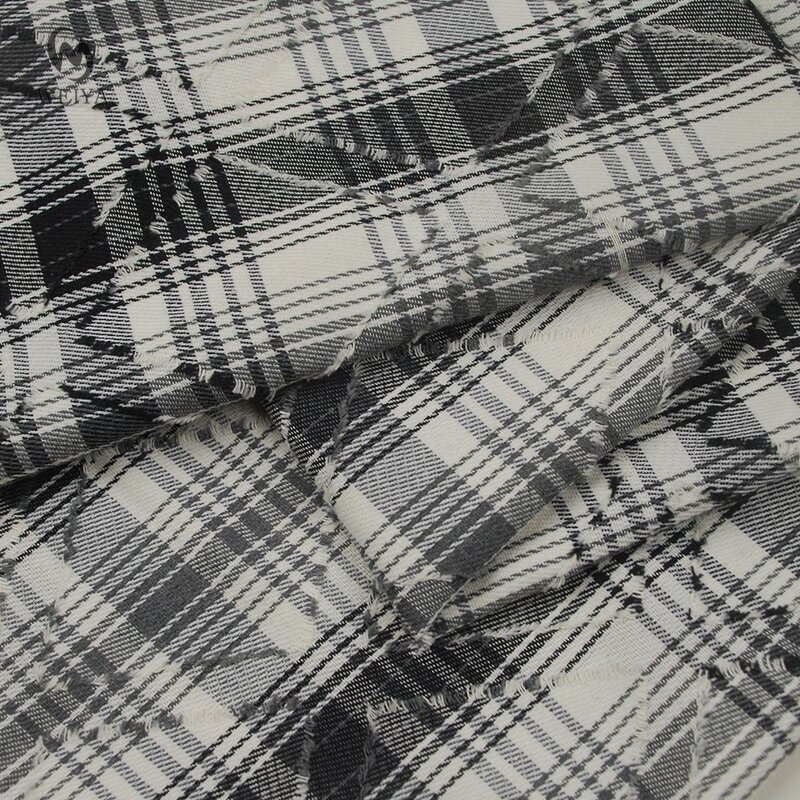Check Fabric Manufacturer - Black White Rhomb Jacquard Cotton Shirt Fabric