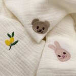 Muslin Fabric Manufacturer - Raw White Flower Animal Cotton Double Gauze Fabric