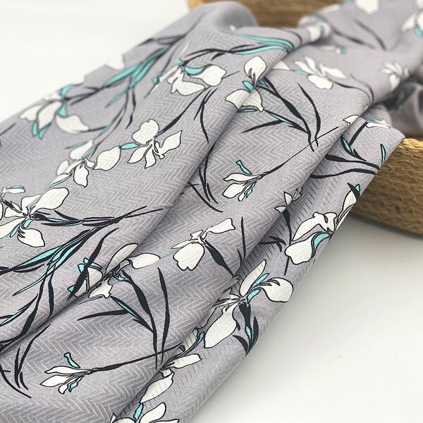 Herringbone Fabric Manufacturer - Custom Flower Printing Rayon Herringbone Fabric