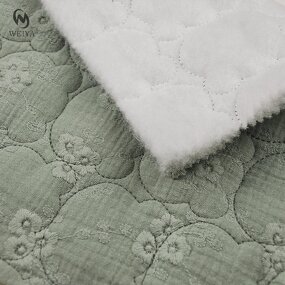 Muslin Fabric Manufacturer - Two Layer Cute Bear Floral Embroidery Fabric