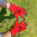 Latex Gloves Manufacturer - Red Polyester Liner Sandy Coated Work Gloves