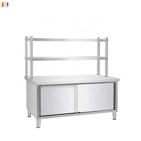 Stainless Steel Work Table Manufacturer - Sliding Door Cabinet with Splashback
