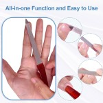6 Pcs Premium Stainless Steel Nail File Set High Metal Sharp Pointed Tip Non-Slip Handle Double-Fold Natural Nail Care Hair Home