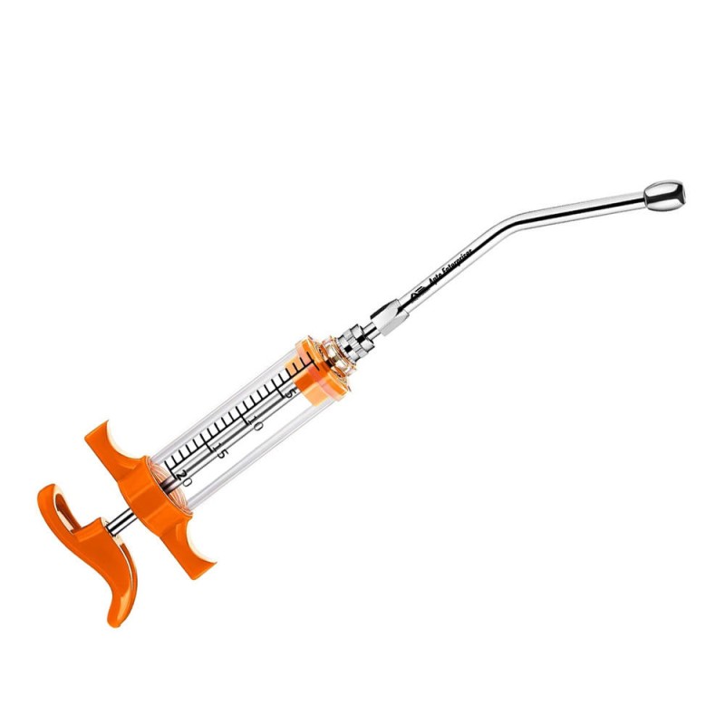 Veterinary Drencher Dose Syringe for Horses Reusable Livestock Drenching Instrument with Stainless Steel Nozzle