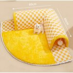 Cat Tunnel Bed Factory - 2-in-1 Play Tunnel and Mat Checkered Plush Design