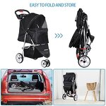 Foldable Pet Stroller Factory - 3 Wheels Carrier with Weather Cover Storage Basket