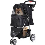Foldable Pet Stroller Factory - 3 Wheels Carrier with Weather Cover Storage Basket