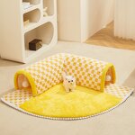 Cat Tunnel Bed Factory - 2-in-1 Play Tunnel and Mat Checkered Plush Design