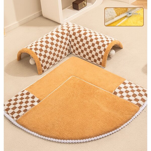 Cat Tunnel Bed Factory - 2-in-1 Play Tunnel and Mat Checkered Plush Design