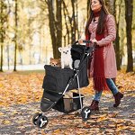 Foldable Pet Stroller Factory - 3 Wheels Carrier with Weather Cover Storage Basket