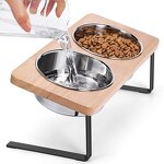 Elevated Cat Bowl Manufacturer - 15° Tilted Raised Wood Stand Anti Vomiting Bowl