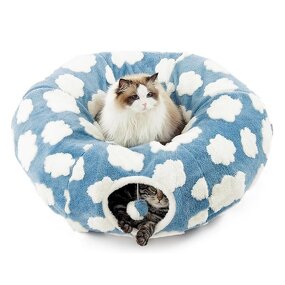 Cat Tunnel Bed Supplier - Donut Shape with Washable Cushion Peekaboo Cave