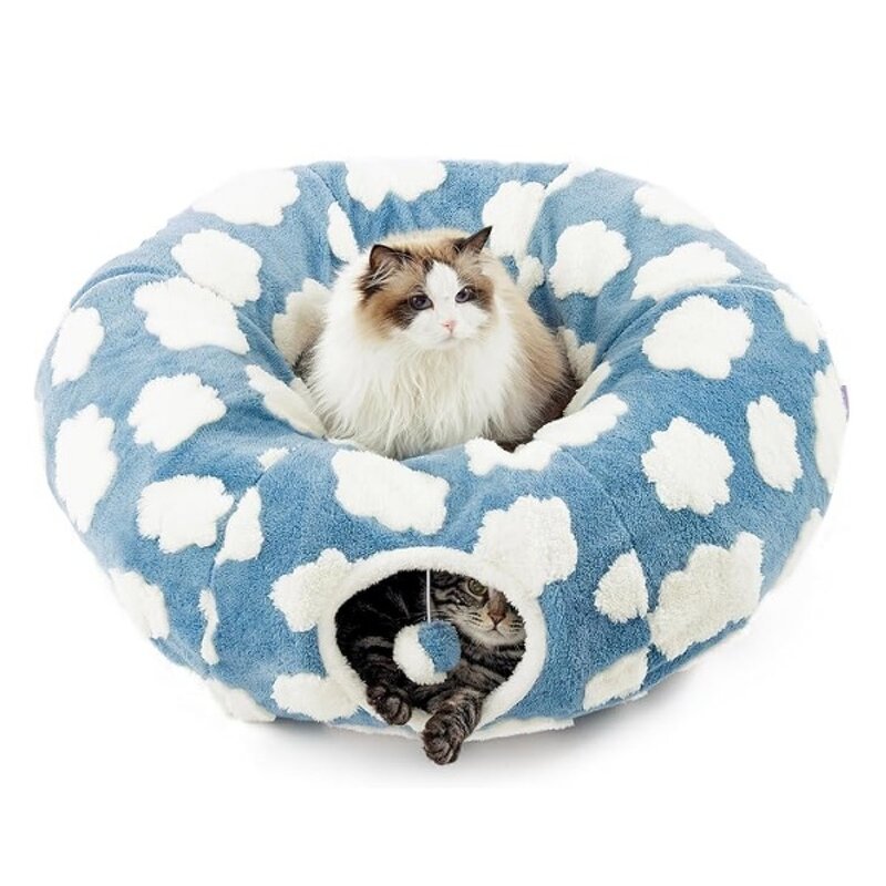 Cat Tunnel Bed Supplier - Donut Shape with Washable Cushion Peekaboo Cave