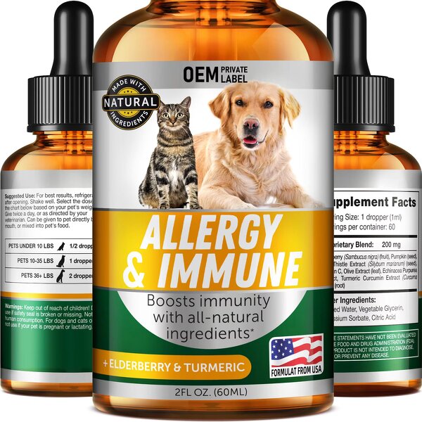 Allergy Relief Drops Manufacturer - for Cat Dog with Turmeric Milk Thistle
