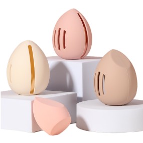 Hot Selling Macaron Color Silicone Sponge Storage Case Easy Carry Powder Puff Beauty Tools Storage Box Cosmetic Puffs