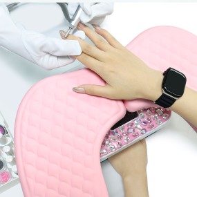 Stainless Steel Luxury U-Shaped Leather Cushion Pillow for Russian Arm Rest Foldable Hand Desk Support Nail Salon Nail Supplies