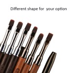 Luxury Nail Brush Crimped Ferrule Wood Handle Nylon Liner Hair Shape DIY Professional Tools