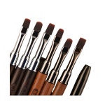 Luxury Nail Brush Crimped Ferrule Wood Handle Nylon Liner Hair Shape DIY Professional Tools