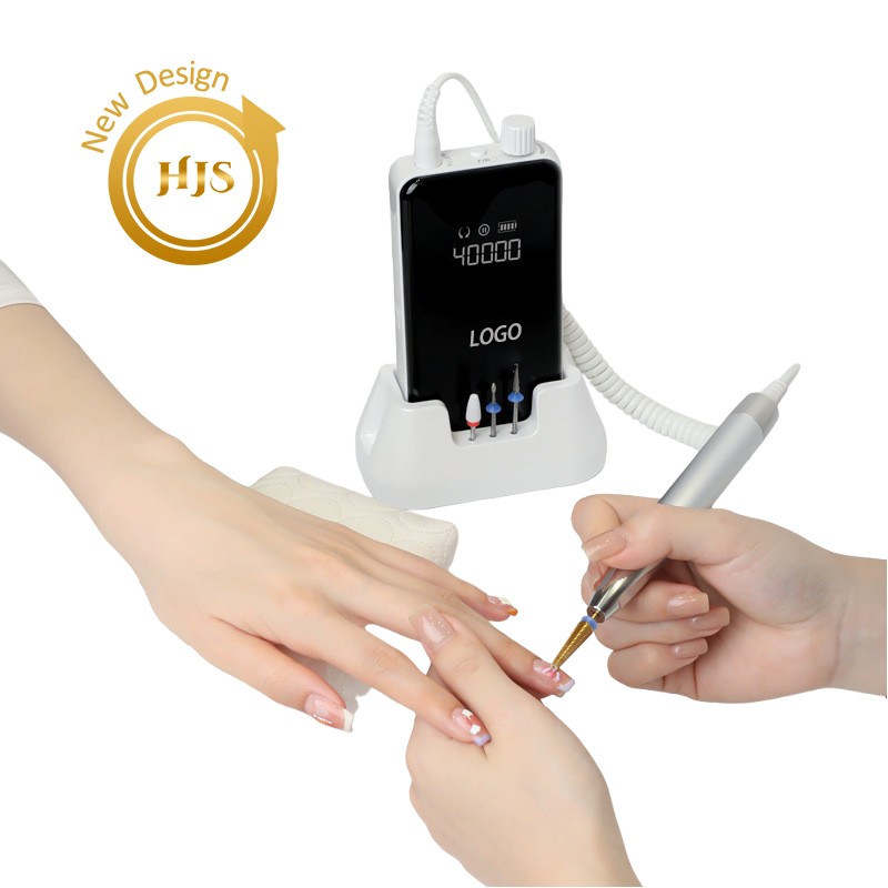 Professional Cordless Electric Nail Drill Machine 40000RPM Brushless Portable Handpiece with Barrel Shape