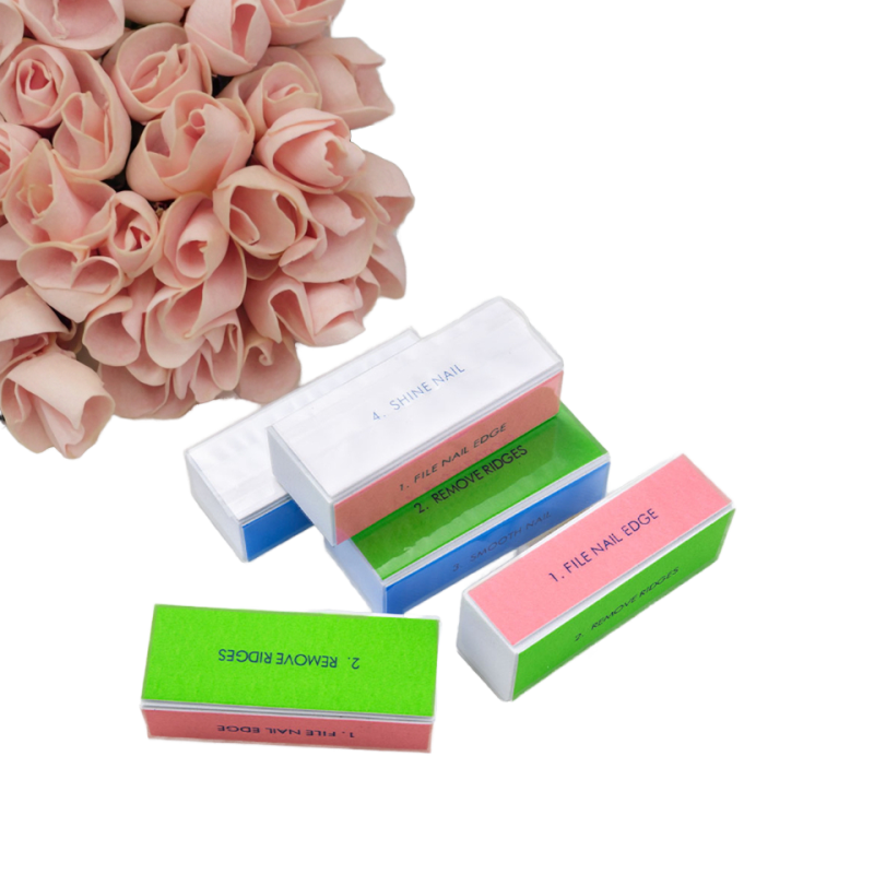 High Foaming Soft Square Manicure Disposable Nail Buffer Four-Sided Sanding File Block with Polish for Nail Art Tools