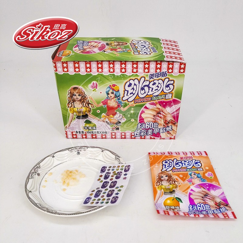 Wholesale Good Quality Popping Candy With Nail Sticker Tattoo for Girls